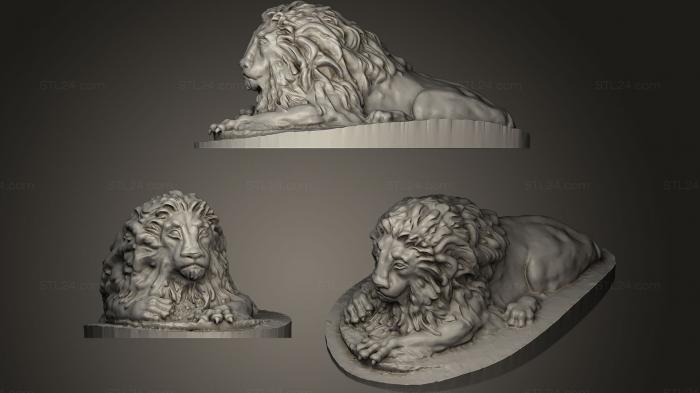 Статуэтки львы тигры сфинксы (Пограничный лев, STKL_0001) 3D модель для ЧПУ станка